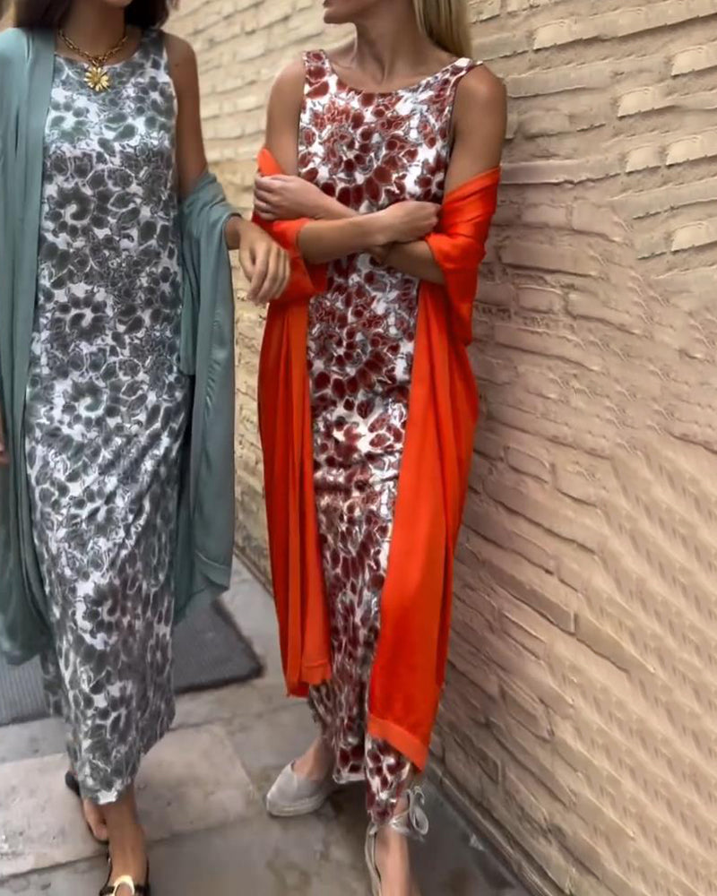 Veronica™ Elegant Two-Piece Set | Flowing Maxi Dress and Lightweight Jacket