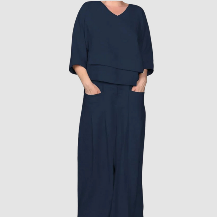 Vina™ Relaxed 2-Piece Set | Asymmetrical Top and Wide-Leg Pants