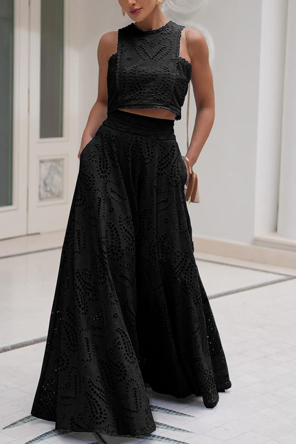 Larissa™ Embroidered Top & High-Waist Maxi Skirt Set | Elegant Two Piece Outfit