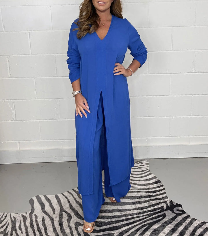 Cherly™ Comfy Two-Piece Set | Flowy Blouse and Wide-Leg Trousers