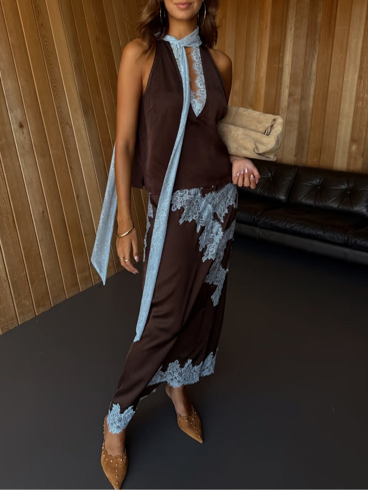 Katalina™ Lace Suit Set | Elegant Lace-Trimmed Two-Piece