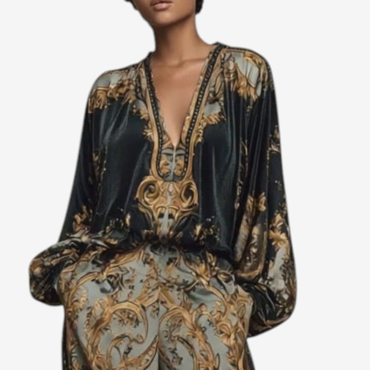 Maureen™ Elegant Printed Set | Ornate Fluid Co-Ord