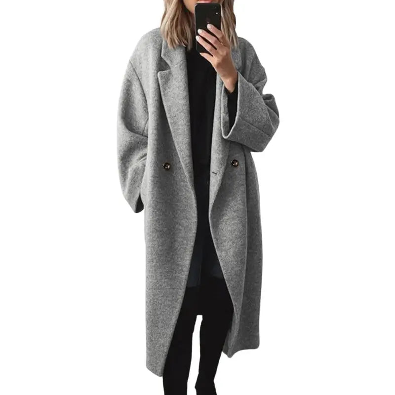 JERA™ – Double-Breasted Long Wool Coat
