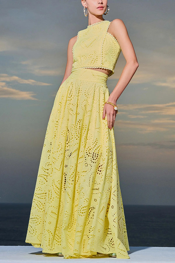 Larissa™ Embroidered Top & High-Waist Maxi Skirt Set | Elegant Two Piece Outfit