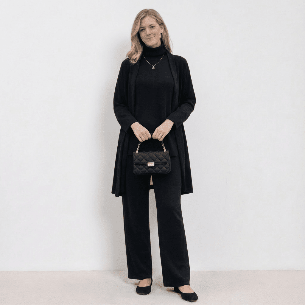 Barbara Cardigan Knit Top & Trousers Set | Refined Three-Piece Knit Co-Ord