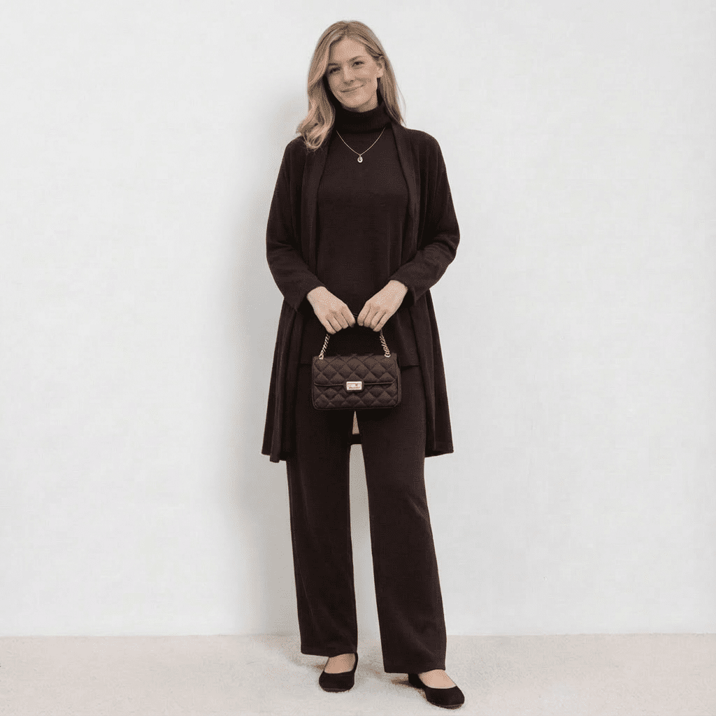 Barbara Cardigan Knit Top & Trousers Set | Refined Three-Piece Knit Co-Ord