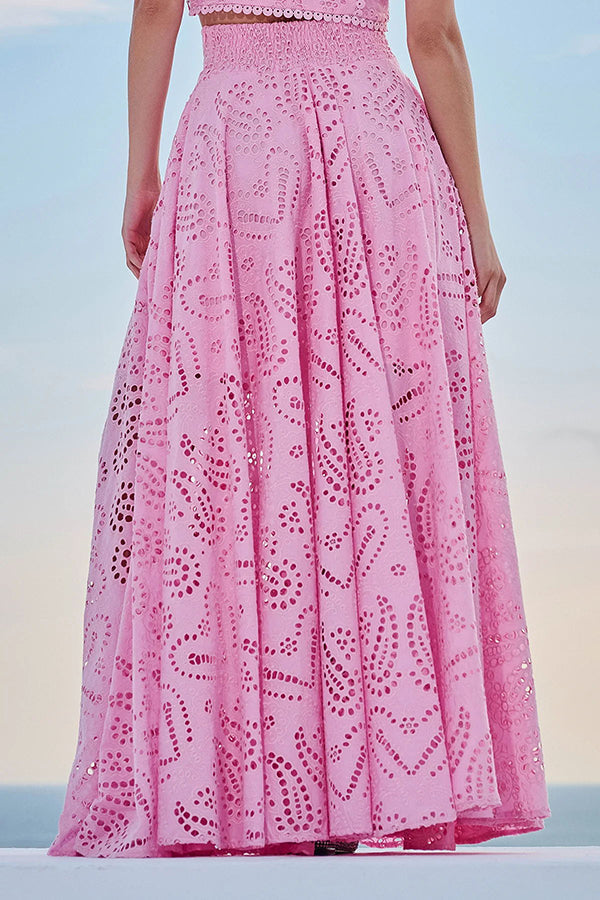 Larissa™ Embroidered Top & High-Waist Maxi Skirt Set | Elegant Two Piece Outfit