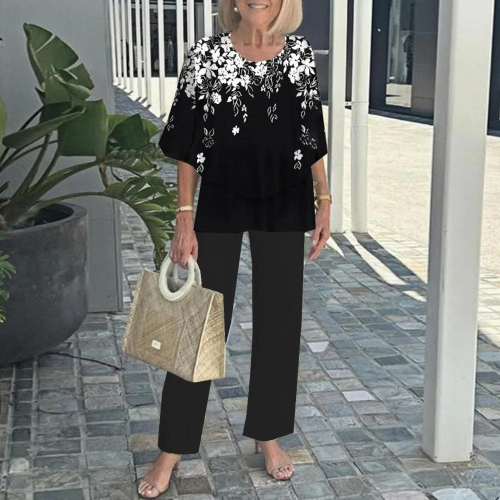 Wenda™ Effortless Two-Piece Set | Relaxed Top and Wide-Leg Trousers